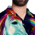 thumbnail image 5 of Robot Unicorn Attack Men's Short Sleeve Spread Collar Button Down Beach Print Casual Shirts, 5 of 6