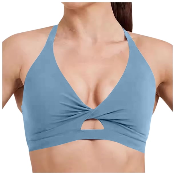 Sujetador deportivo a prueba de golpes para mujer - Tirantes ajustables, cuello en V, relleno extraíble, nailon/spandex, yoga, running, fitness, tallas S-XL, contorno de pecho 66-75 cm
