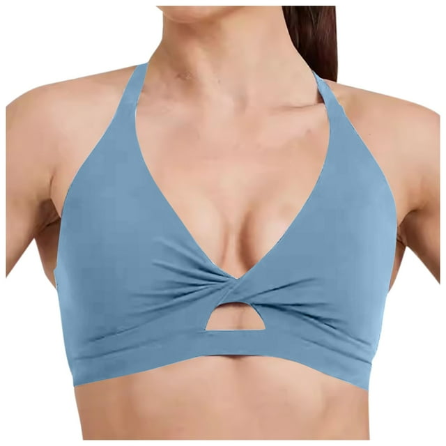Sujetador deportivo a prueba de golpes para mujer - Tirantes ajustables, cuello en V, relleno extraíble, nailon/spandex, yoga, running, fitness, tallas S-XL, contorno de pecho 66-75 cm