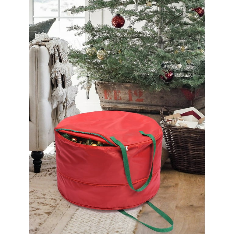 MeiBoAll 20 inch Xmas Wreath Storage Bag Christmas Wreath Storage Garland  Holiday Container with Clear Window Tear Resistant Fabric Xmas Garland
