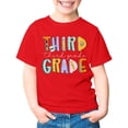 thumbnail image 3 of Glisme Big Girls Back To School T-Shirt Letter Print Short Sleeve Crew Neck Fall Casual Girls Tees Size 9-10 Years Red, 3 of 7