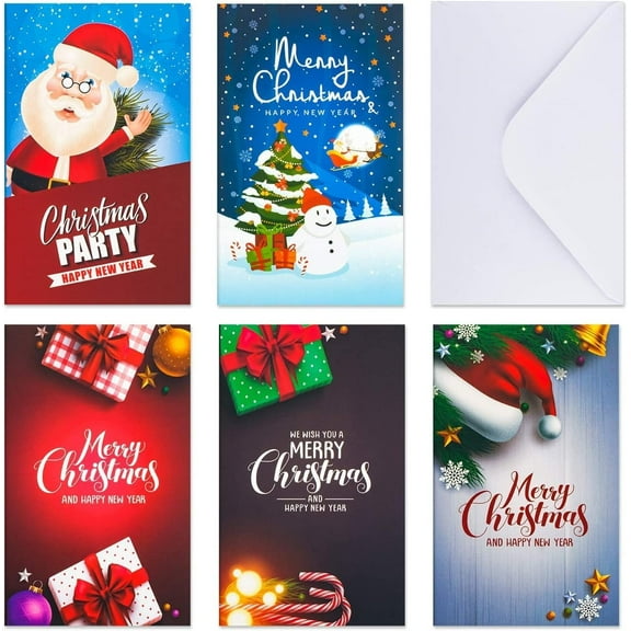 30 Pack Christmas Gifts Card Money Holder in 5 Holiday Cute Festive Designs Christmas Greeting Cards with Envelopes,money holder with envelopes