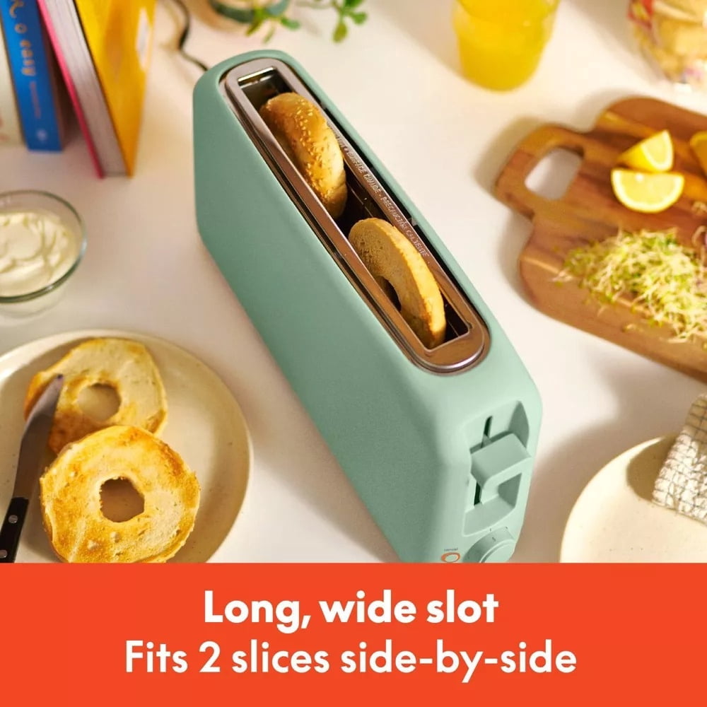 2-Slice Slim Toaster, 900 Watts, Metal Material, 6.85H x 14.88W x 3.58D