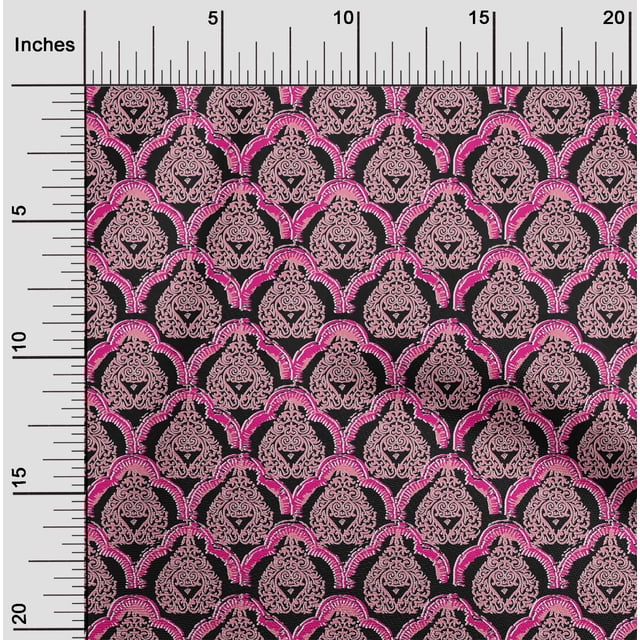 oneOone Cotton Poplin Fabric Damask & Floral Block Decor Fabric Printed BTY 56 Inch Wide