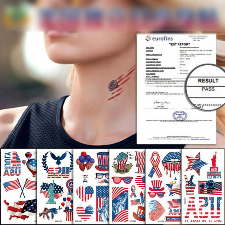 Ctosree 492 Pcs Fourth of July Temporary Tattoos 72 Sheets Patriotic  Decorations Stickers Red White and Blue Party Supplies for Face Kids Adults  Art USA Flag Memorial Day Independence Day Labor Day