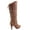 Tan, variant on Page-65 Women's Back Lace Up Round Toe High Heel Platform Mid-Calf Knee High Boots ( White, 11)