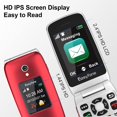 thumbnail image 2 of E Prime-A1 Pro 4G Unlocked Flip Mobile Phone for Seniors, Easy-to-Use Big Button Clear Sound Flip Cell Phone with SOS Button, GPS and a Convenient Charging Dock (Red), 2 of 5