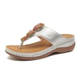 thumbnail image 4 of Women’s Casual Summer Slide Sandals Beaded Toe Ring Wedge Heel Slip-On Comfortable Cushioned Footbed Beach Outdoor Daily Wear Silver, 4 of 9