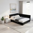 thumbnail image 2 of Gewnee Black Velvet Upholstered Full Size Multifunctional Daybed Sofa - Solid Eucalyptus Wood Frame with Backrest for Bedroom and Living Room, 2 of 13