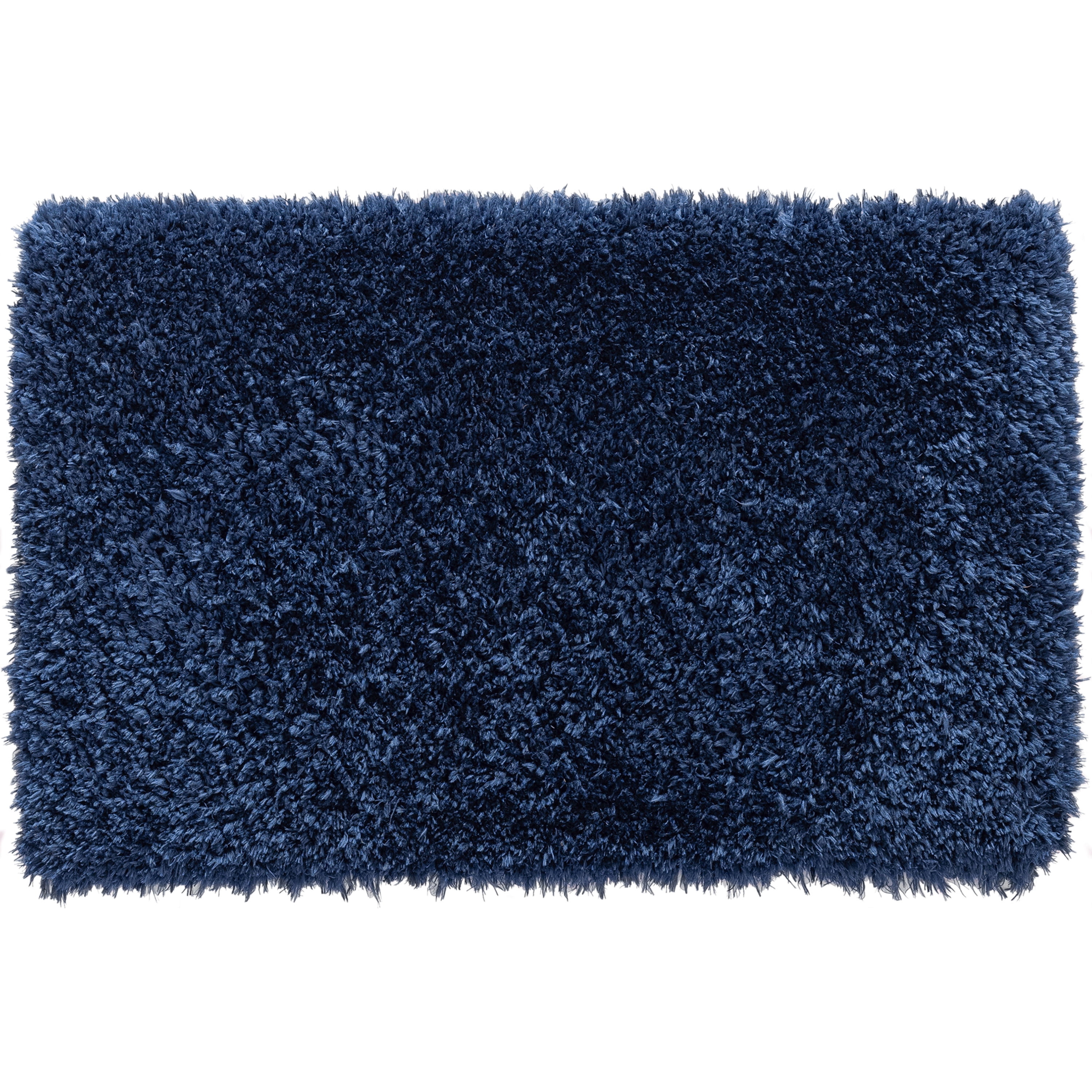 Bliss Rugs Shag Indoor Rug Fluffy Soft Floor Mat for Kitchen, Laundry Room, Bathroom, Entrance, Front Door | Navy, 2' x 3'