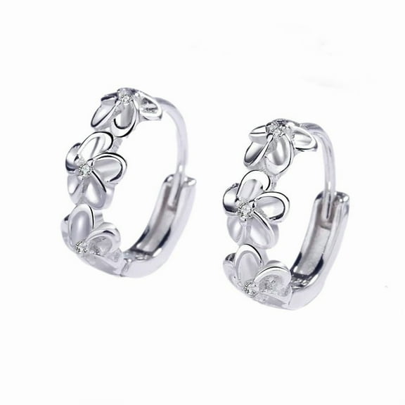 Nice 925 Sterling Silver Earrings for Women Lady Wedding Fashion High Quality Jewelry Crystal Zircon Flower Stud