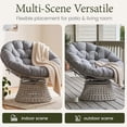 thumbnail image 6 of LayinSun 2 Pieces Oversized Outdoor Rattan Swivel Papasan Chair with 6" Soft Thickened Cushion for Patio, Deck, Living Room, 6 of 7