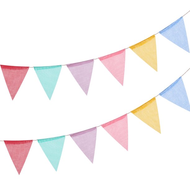 Uxcell 1 Set de Banderas Multicolores de Yute Premium Imitadas Banderas de Bunting Colgantes Arcoíris 12 Pies