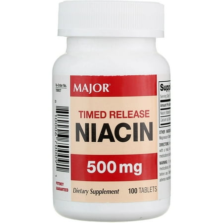 Dietary Supplement Major Niacin 500 mg Strength Tablet 100 per Bottle (Pack of 2)