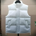thumbnail image 4 of Men's and Big Men's Puffer Vest Casual Warm Sleeveless Zipper Jacket with Pliad Collar Gray M, 4 of 6