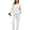 White, variant on Zynoxe Two Piece Lounge Sets Women Casual Embossed Letter Crew Neck Long Sleeve Tops and Joggers Sweatsuits Solid Color Matching Sets for Daily Wear