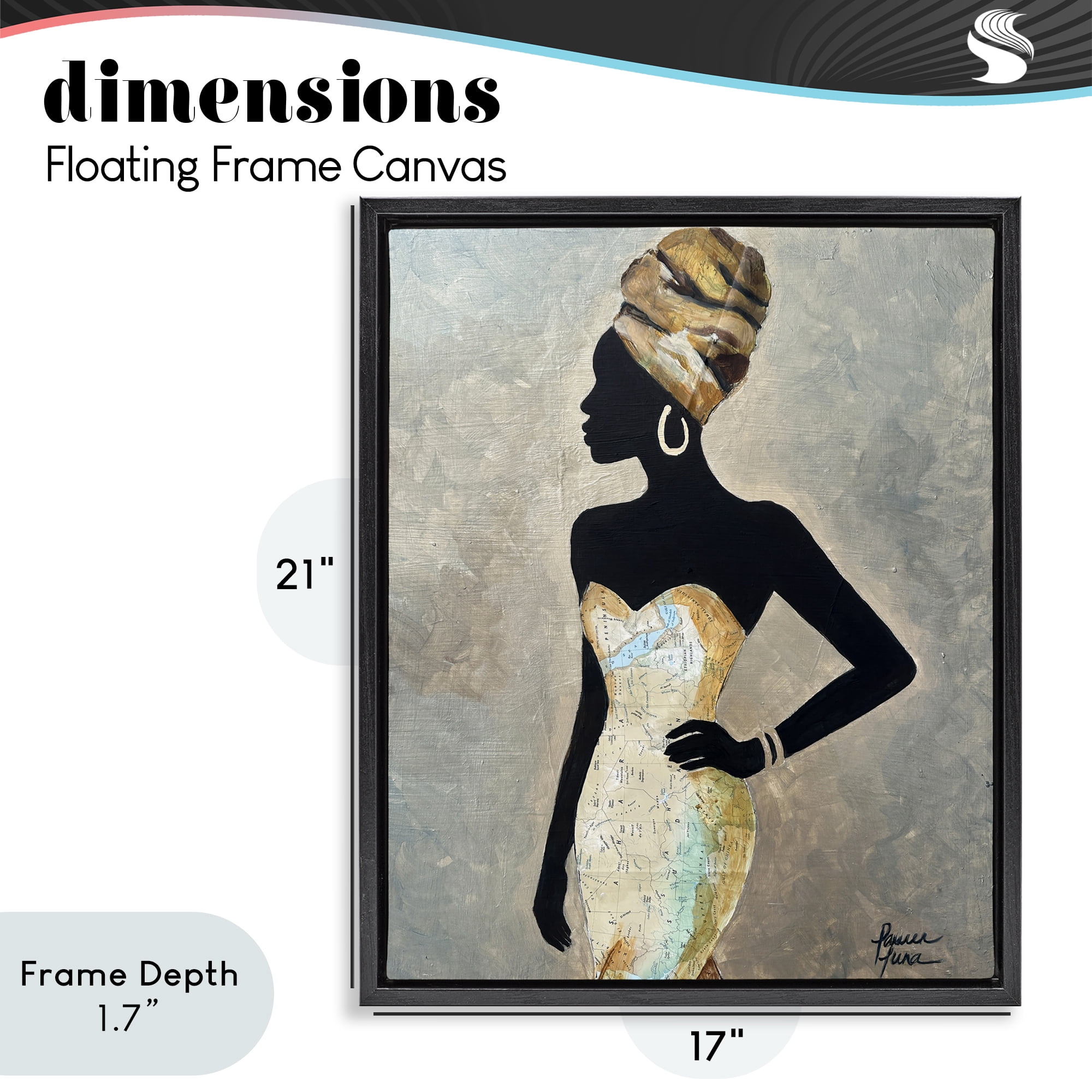Stupell Industries Motherland Muse Fashion Portrait Black Framed Floater Canvas Wall Art, design by Lauren Luna