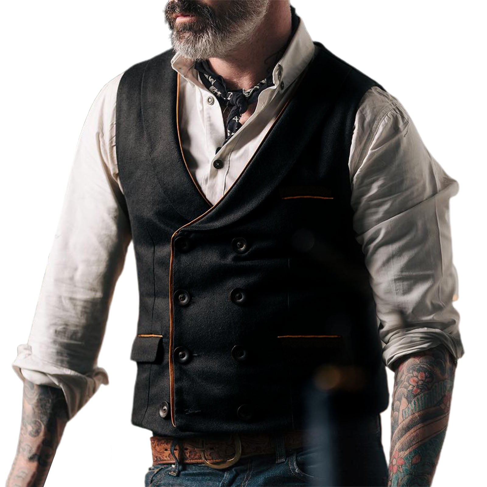 Boc Men Vest Double-breasted V Neck Simple Business Male Waistcoat for ...