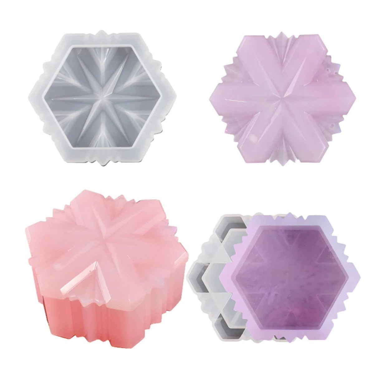 1PC Hexagonal Star Storage Box Silicone Mold, Crystal Epoxy Mold with Lid, Used for Epoxy Resin Jewelry Container Mold, Jewelry Home Decoration