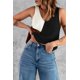 thumbnail image 2 of ABPHQTO Camiseta de tirantes de mujer de punto color block negra, 2 of 5