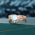 thumbnail image 3 of Round Cut Moonstone & White Diamond Ring Set in 14K Rose Gold Vermeil- Promise Ring- June Birthstone, 3 of 6