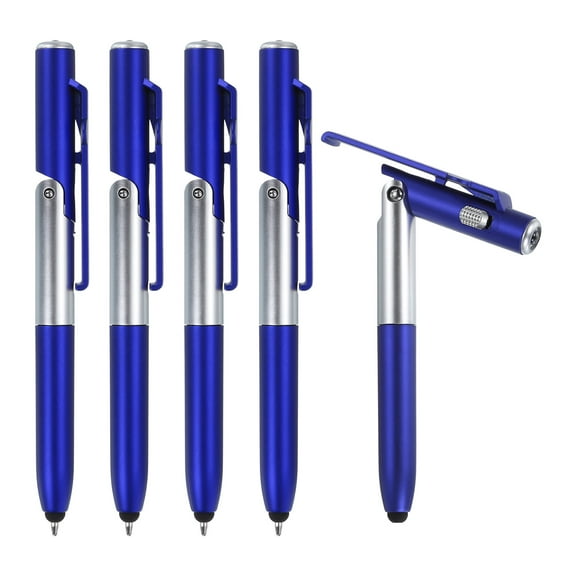 5pcs Multifunction Stylus Pen Capacitive Touch Screen Ballpoint Pens with LED Light, Foldable for Writing, Blue
