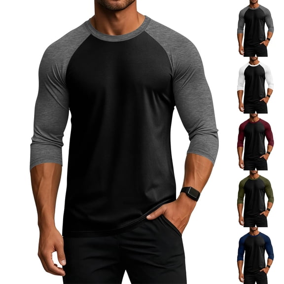 Dresfit Baseball Tee Men 3/4 Sleeve Crew Neck Raglan Shirts 2026 Breathable Athletic Tops Lightweight Lightweight Lounge Vintage T Shirts Army Green