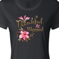 thumbnail image 4 of Inktastic Thankful and Blessed Inspirational Saying with Pink Flowers Women's T-Shirt, 4 of 5