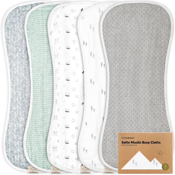 Paños de muselina para eructos KeaBabies, paquete de 5 unidades, superabsorbentes para bebés