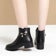 thumbnail image 6 of SACFOF Women's Leather Platform Wedge Heel Ankle Boots Comfortable Round Toe Warm Fur Lining Side Zipper Non-slip Lug Sole Winter Ankle Boots Outdoor Work Walking Snow Boots, 6 of 6