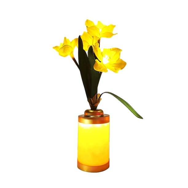 Lámpara de jarrón LED Narciso Enchufe USB o Adorno de iluminación alimentado por batería (Amarillo) Tmvgtek Para estrenar