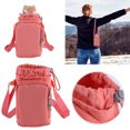 thumbnail image 2 of Water Bottle Holder with Strap Adjustable Strap Crossbody Water Bottle Bag with Front Pocket Drawstring Water Bottle Carrier for Hiking Camping (Orange), 2 of 13