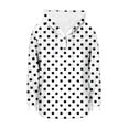 thumbnail image 5 of Trendy Hoodies Women Loose Casual Button V Neck Drawstring Hooded Sweatshirt Polka Dots Print Pullover Tunic Tops (L, White|Dots), 5 of 5