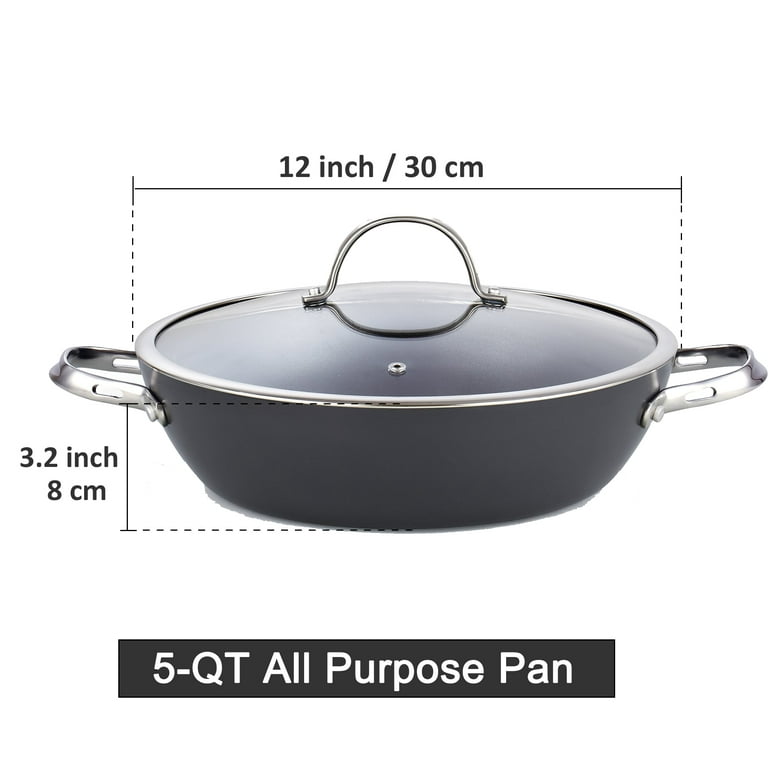 Winco HAC-122, 12-Inch Diameter 2-Inch High Deluxe Round Non-Stick Cake  Pan, Hard Anodized Aluminum