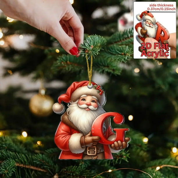 Adornos navideños, regalos navideños, adornos navideños planos con letras 2D para colgar en el árbol y el coche. Artículos festivos.
