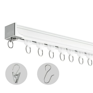 KFFKFF Ceiling Curtain Track Set, Spanning 17.7 FT/5.4 Meter, Glide Ceiling Track Mechanism for Drapes, Partition Drape Track Ceiling/Wall Fixation for Lounge Room Bedroom, Comes with Hooks