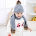 thumbnail image 3 of Odeerbi Winter Beanie for Boys Girls Knitted Beanie Cap Baby Toddler Kids Two-piece Set Solid Color Bib Hat Gray, 3 of 9