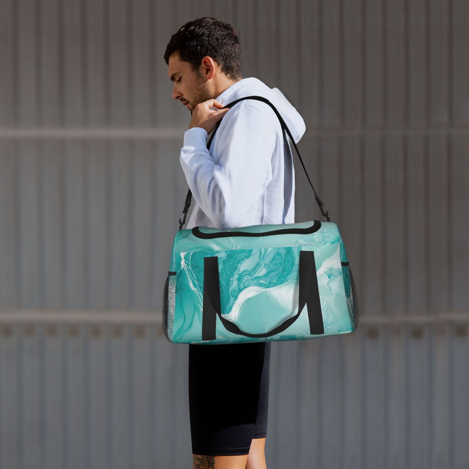 Fuzoiu Teal Turquoise 1 Print Travel Duffle Bag,Carry On Tote Bags,Duffel Bag,Sport Gym Bag, Hospital Bag for Labor and Delivery, Overnight Bag,Luggage Bag