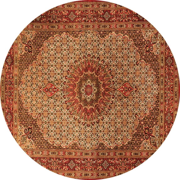 Ahgly Company Indoor Round Medallion Orange Traditional Area Rugs, 6' Round