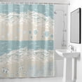 thumbnail image 2 of Ocean Beach Shower Curtain, Abstract Beige Beach Blue Sea Star Turtle Crab Coral Waterproof Shower Curtain Set with 12 Hooks Lightweight Bath Curtains Fabric Bathroom Decor 72x72 Inches, 2 of 9