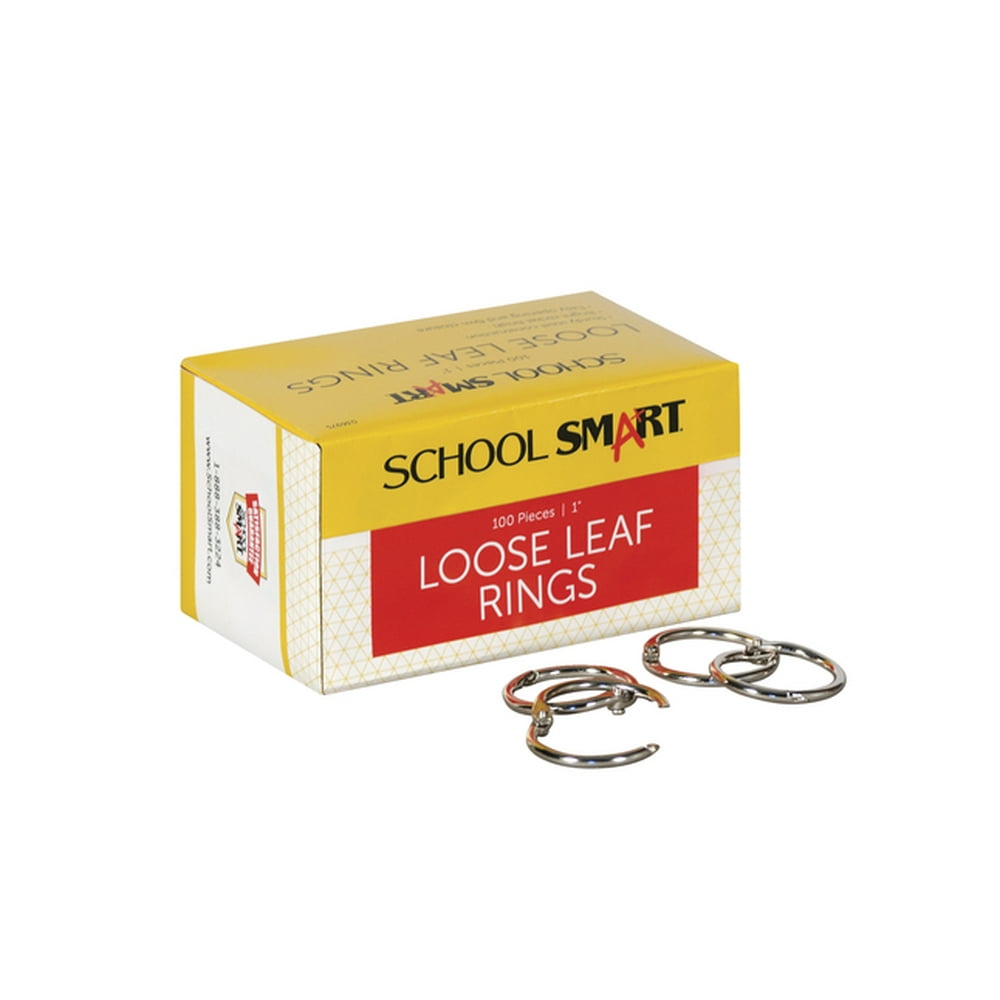 School Smart Loose Leaf Rings, 1 Inch, Nickel Plated Steel, Pack of 100