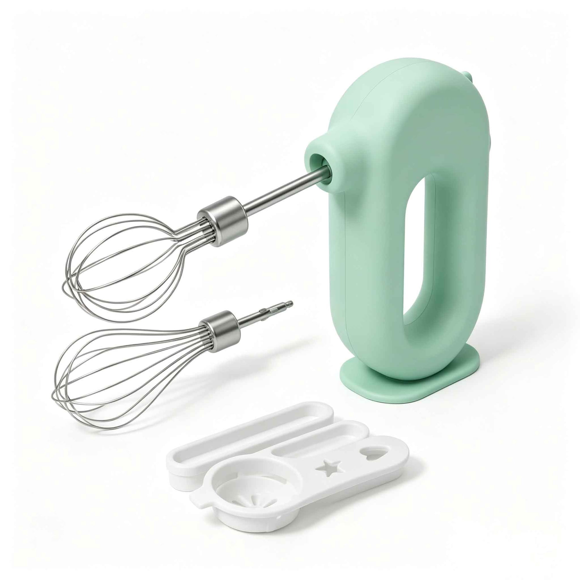 Mini Cordless Hand Mixer, Self-Standing USB Rechargeable Handheld Egg Beater with 4 Speeds & 2 Whisks, Lightweight Portable Electric Whisk for Kitchen Baking and Cooking