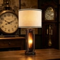 thumbnail image 4 of RORIA 25”Farmhouse Table Lamps Set of 2， with 2 USB Charging Ports, Vintage Rustic with Amber Glass Night Light for End Table Entry Bedroom Nightstand Lamps, 4 of 10