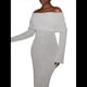 thumbnail image 2 of Vestido Ajustado Tipo Suéter con Hombros Descubiertos para Mujer, Elegante, de Larga, para Fiesta en Club, Midi y Formal. M, 2 of 10