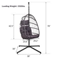 thumbnail image 5 of SEGMART Outdoor Hanging Egg Chair with Stand, Wicker Hanging Swing Chair with Steel Frame and UV Resistant Cushion, Hammock Basket Egg Chair, 350lbs Capacity for Indoor Outdoor Yard Balcony Patio, 5 of 9