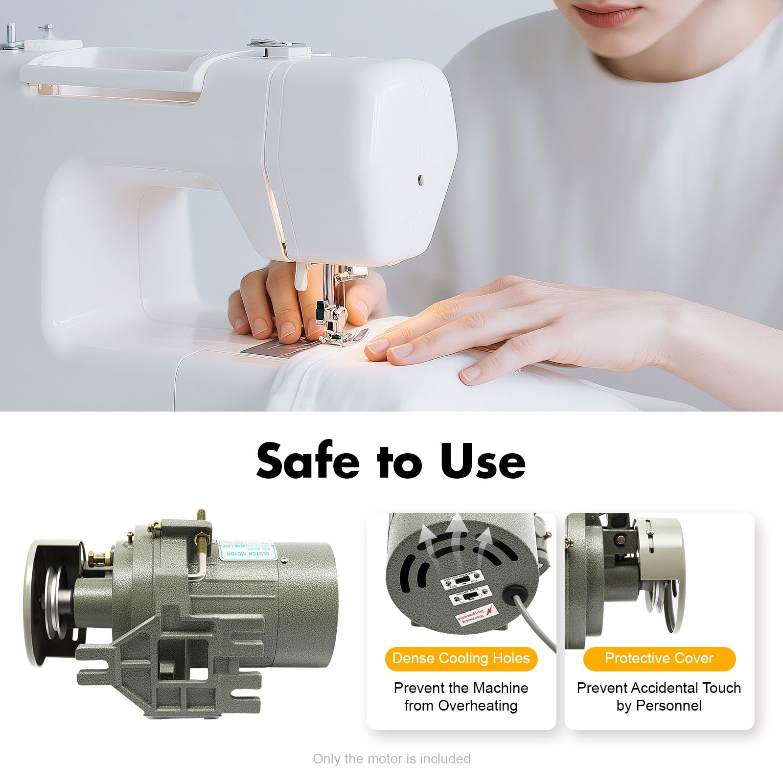 Clutch Motor For Industrial Sewing Machines 110V 400W 3450RPM with Belt Guard