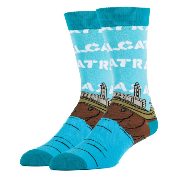 Oooh Yeah Men's Funny Novelty Crew Socks, Alcatraz, Crazy Colorful Fashion Socks