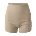 thumbnail image 4 of vdgthytj Women Athletic Shorts Elastic High Waist Slim Fitted Stretchy Ribbed Yoga Gym Workout Shorts, 4 of 5