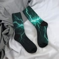 thumbnail image 5 of Picia Green Lightning Flash Print Athletic Socks for Men & Women – Cushioned Moisture-Wicking Crew Socks for Sports, Running, and Training, Soft & Breathable Size 5-11, 5 of 6