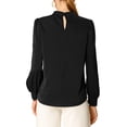 thumbnail image 3 of INSPIRE CHIC Women's Keyhole Stand Collar Pleated Back Button Blouse Tops, 3 of 6